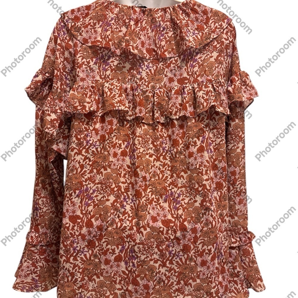 J CREW LONG SLEEVE RUFFLE BLOUSE IN CRINKLE CHIFFON
FETE FLORAL STYLE SZ S BL048 - Picture 6 of 10